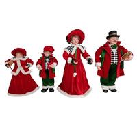 Set 4 Cantori Natalizi Vestiti Rosso Bianco Verde a Scacchi Grande Decorazione Natalizia Famiglia Cantori Coro di Natale Eleganti e particolarigrandi da 67 a 91 cm Idea Regalo