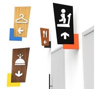 Set 4 Cartelli Direzionali con Frecce - 32 cm - Simboli Personalizzati Toilette, Targa Reception, Mensa, Palestra, Insegna Spogliatoio, Camerino