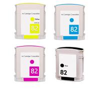 SET 4 CARTUCCE N°82 69ml Nero e colori Compatibile Con Plotter Hp DesignJet 510