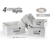 SET 4 CASSETTE CASETTINA PORTA PIANTA LEGNO 40/35/30/25 GIARDINO EVENTI BIANCO