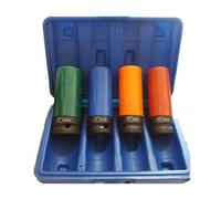 SET 4 CHIAVI A BUSSOLA PER DADI CERCHIO RUOTE ATTACCO 1/2" RIVESTITE 17 19 21 22