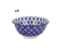 Set 4 ciotole fiori geometria blu porcellana Hanami blu