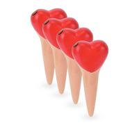 Relaxdays Set Irrigazione a Goccia, 4 Coni per Piante in Vaso e Fioriere, Innaffiatori 70 ml, Argilla, Terracotta Rosso, Ceramica, 14 x 6 x 4 cm