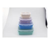 SET 4 CONTENITORI CON COPERCHIO PIEGHEVOLI IN PLASTICA E SILICONE