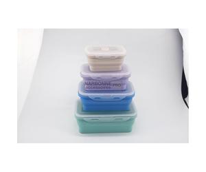 SET 4 CONTENITORI CON COPERCHIO PIEGHEVOLI IN PLASTICA E SILICONE