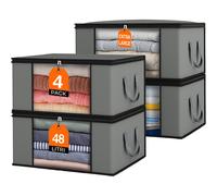 Set 4 Contenitori Pieghevoli 48L con Manici Rinforzati e Finestra Trasparente