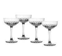 Set 4 Coppe Champagne Serie Timeless in Vetro Trasparente Con Decoro Geometrico