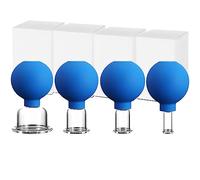 Set 4 Coppettazione Viso, in Vero Vetro silicone, Coppetta Anticellulite (Blue)