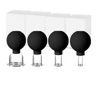 Set 4 Coppettazione Viso, in Vero Vetro silicone, Coppetta Anticellulite | Coppettazione facciale: rassoda il contorno del viso, elimina il gonfiore e stimola la circolazione sanguigna