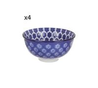 Set 4 coppette fiori geometria blu porcellana Hanami blu