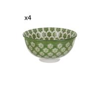 Set 4 coppette fiori geometria verde porcellana Hanami