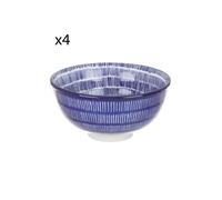 Set 4 coppette righe blu porcellana Hanami blu