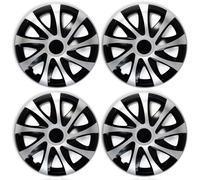 Set 4 Copricerchi 13 Pollici Draco CS Coppe Argento Nero Universali per Fiat