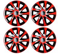 Set 4 Copricerchi 14 Pollici Draco CS Coppe Rosso Nero Universali per Renault