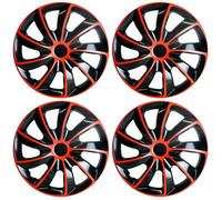 Set 4 Copricerchi 14 Pollici Quad Coppe Ruota Rosso Nero Universali