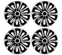 Set 4 Copricerchi 14 Pollici Strong Coppe Ruota Argento Nero Universali per Seat