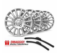 Set 4 Copricerchi 15 Fiat Punto Evo Coppe Ruota Grigi + omaggio spazzole