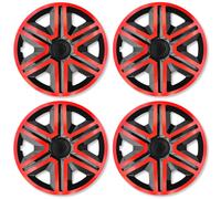 Set 4 Copricerchi 15 Pollici Action Coppe Ruota Rosso Nero Universali per Honda