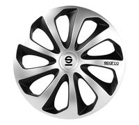 SET 4 COPRICERCHI 15" POLLICI COPRIRUOTA AUTO SICILIA SPC1573SVBK ARGENTO NERO