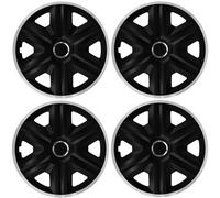 Set 4 Copricerchi 15 Pollici Fast Lux Coppe Ruota Nero Argento Universali