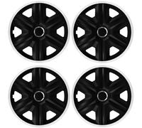 Set 4 Copricerchi 15 Pollici Fast Lux Coppe Ruota Nero Bianco Universali
