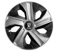 Set 4 Copricerchi 15" Universali Blade Carbon Look Argento/Nero Lucido Sportivi