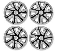 Set 4 Copricerchi 16 Pollici Supernova Coppe Argento Nero Universali per Nissan