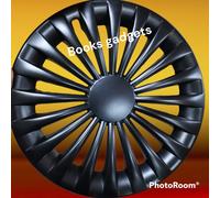 Set 4 Copricerchio 15" Nere Opache Universali Coppa Ruota Copriruota Borchia