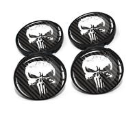Set 4 coprimozzo 60 mm copricerchi universali cerchi auto DM006 Skull Carbon