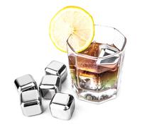 Set 4 Cubi Ghiaccio XL Acciaio INOX 25mm 4 pezzi WHISKY LIQUORI BEVANDE FREDDE
