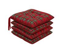 Set 4 Cuscini Natalizi Coprisedie Imbottiti Reversibili Morbidi Lacci 40x40 cm