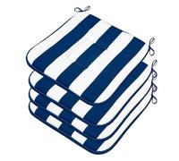 emmevi Set 4 Cuscini Sedia Cotone A Righe Coprisedia Trapuntati Lavabili Morbidi Universali Blu