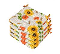 Set 4 Cuscini sedia cotone lavabili lacci universali coprisedie papaveri rossi