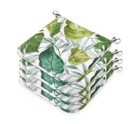 emmevi Set 4 Cuscini Sedia Cotone Lavabili Con Lacci Universali Coprisedie Trapuntati Morbidi Foglie Palma