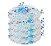 Set 4 Cuscini Sedia Mare Rotondi Cotone Lavabili Morbidi Coprisedie Tondi Marini