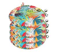 Set 4 Cuscini Sedia Rotondi Cotone Lavabili Morbidi Coprisedie Palma Multicolore