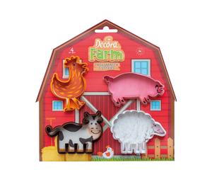 Set 4 Cutters tagliapasta in plastica animali gallo, maialino, pecora e mucca