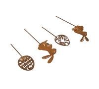 Set 4 decorazioni da for giardino sagoma coniglietto in ferro per un look da