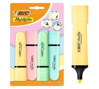 Bic Hyghghghter 517953 - Set di 4 evidenziatori piatti, colori pastello