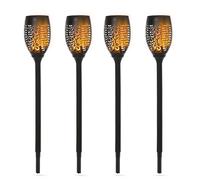 Set 4 Faretti Solari da Giardino Ø12x72 cm in Plastica Nero