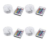 Set 4 faretti waterproof, con telecomando, 10 led, Ø6,9x2,8 cm