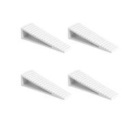 Set 4 Ferma Porta da Pavimento Adesivo - Soluzione per Mantenere le Porte Aperte e Sicure - Fermaporta a cuneo, paracolpo adesivo in abs (Cuneo Bianco Rigato)