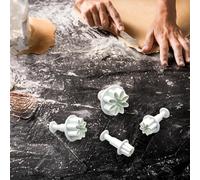 Set 4 Formine per Biscotti a Forma di Fiori con 8 Petali, Stampi 3D in Plastica per Dolci, Pasta di Zucchero, Decorazioni per Torte, Ideali per Bambini e Feste, 4 Misure