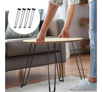 Set 4 Gambe per Tavolo a Forcina Pieghevole per Tavolino Comodino Nero