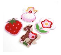 Set 4 Grande Bambina Tema Motivi Su Feltro A Colla O Sew Toppa Appliqué Ricamo