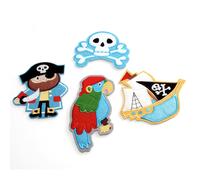 Set 4 Grande Pirata Tema Motivi Su Feltro A Colla O Cucire Toppa Appliqué Ricamo