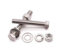 Set 4 in 1 con filettatura completa, vite esagonale esterna in acciaio inossidabile 304, dado, rondella piatta, guarnizione a molla, bullone combinato(100mm,M12 (2Set))