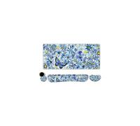 Set 4 in 1 di tappetino da gioco XXL per scrivania: tappetino per mouse + poggiapolsi per tastiera + cuscino in memory foam + sottobicchiere,