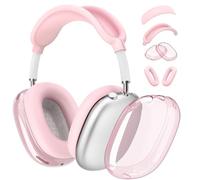 Set 4 in 1 per Apple AirPod Max, cover antigraffio per auricolari, copriorecchie, fascia per auricolari, accessori per AirPods Max (2020 Lightning / 2024 USB-C) - rosa trasparente