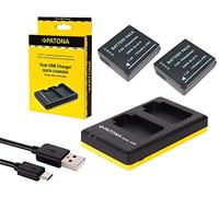 Set 4 in 1 per Panasonic Lumix DMC GX80 con 2 batterie per Panasonic BLG10 + doppio caricatore (ricarica 2 batterie contemporaneamente)